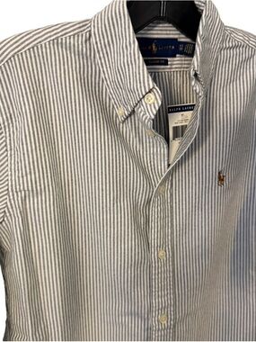 Ralph Lauren Women’s Oxford Button Down Shirt Black White Stripe Sz XS NWT